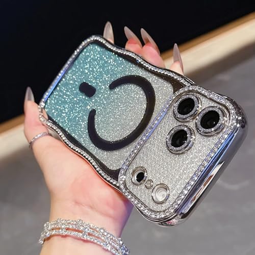 Coque iPhone 16 Plus design vague de diamant chic et magnétique