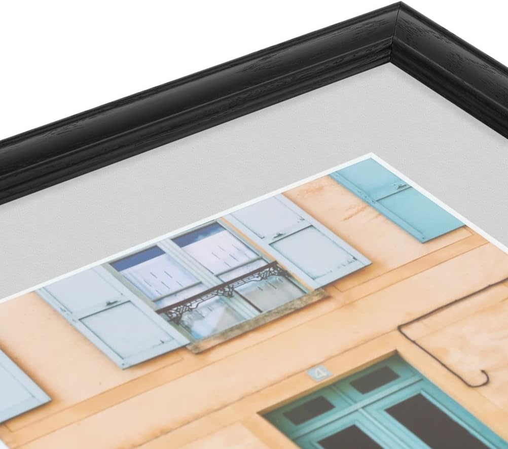 ArtToFrames 8x10 inch Black Stain on Solid Red Oak Picture Frame with 2 Inch Single Candlewick Mat, SingleMat-0066-59504-YBLK-8x10-756