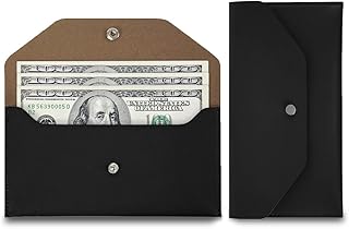 1 enveloppe en Cuir pour Argent,Réutilisable,Portefeuille rétro,pour Homme et Femme, Noir