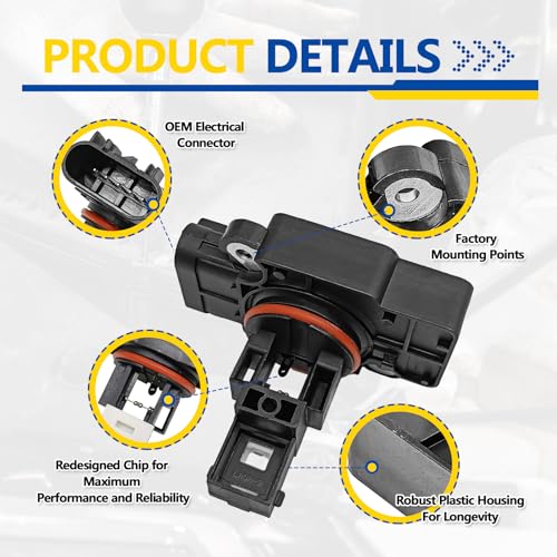 NOTISH MAF 2134343 Mass Air Flow Sensor Compatible with Cadillac CTS Escalade Chevy Avalanche Silverado Suburban Tahoe GMC Sierra Yukon XL 1500 2500 Replaces OE 10393948 23256991