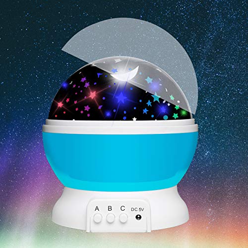 encavy Star Projector Night Lights Star Moon Projector for Kids Bedroom Lights 360 Degree Rotating Colorful Lights Romantic Interior Lights Best Gift Children Baby Bedroom and Party Decoration(Blue)