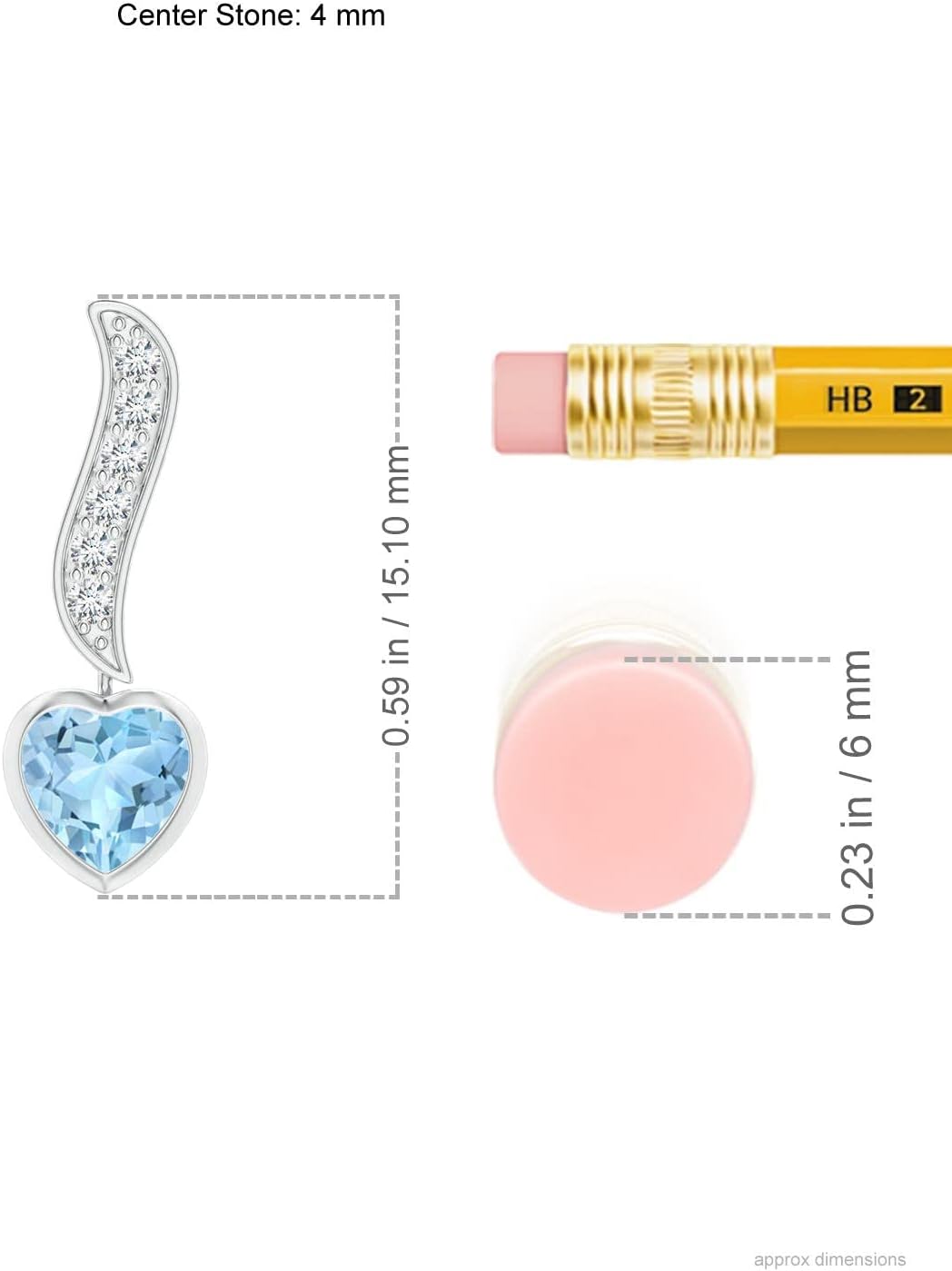 ANGARA Natural Aquamarine Earrings for Women | Heart-Shaped Aquamarine and Diamond Swirl Drop Earrings in 14K Solid Gold/Silver/Platinum | March Birthday, Anniversary, Gemstone Jewellery Gift - Image 2