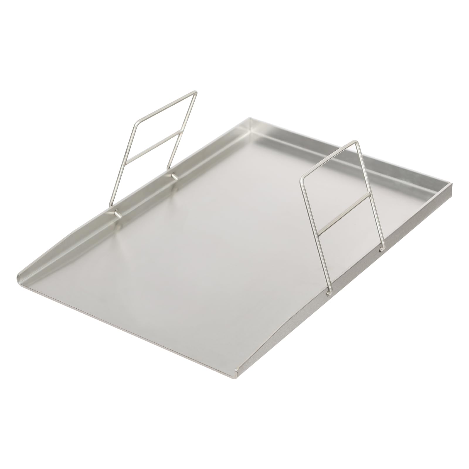 Grillplatte aus Edelstahl, Grill Plate Universal BBQ Grill Tray mit 2 Praktische Griffe, für den Einsatz beim Grillen Camping Wandern Party, Silber (49x32.5cm)