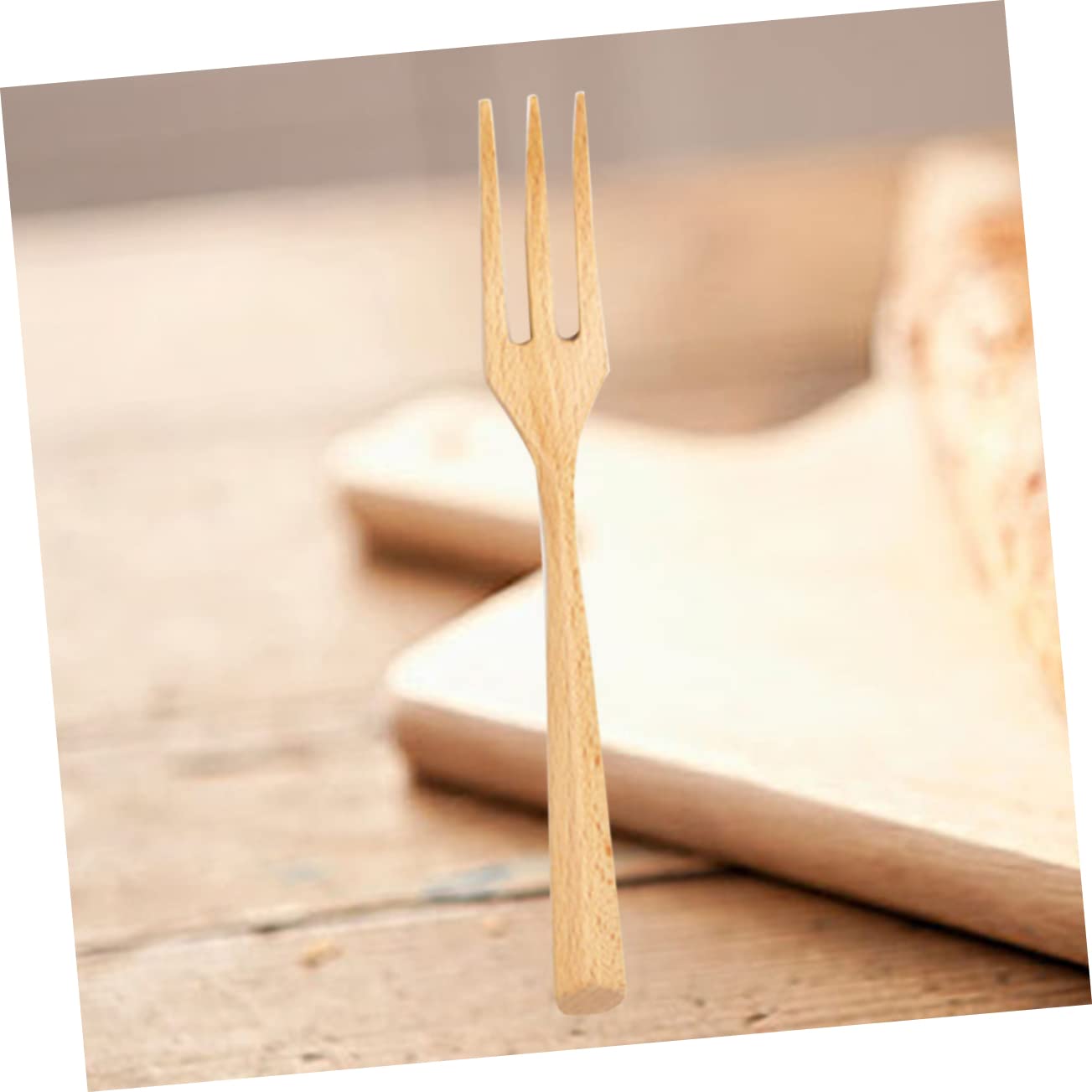 SOLUSTRE Elegant Beech Fork Wooden Fork for Western Food Smooth Handle for Tableware