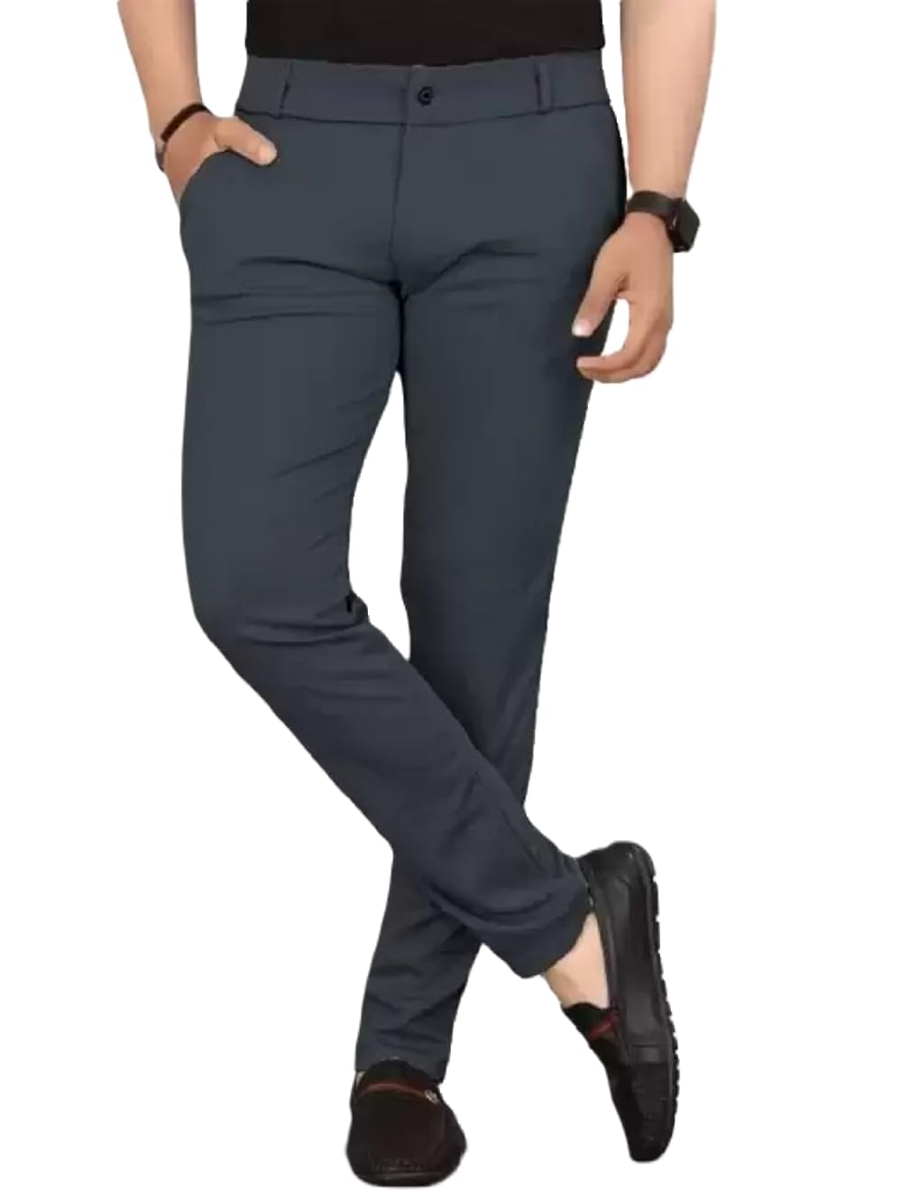 Men's Mid-Rise Slim Fit Formal Trousers with Breathable Fabric, Solid Pattern, and Button Closure | Stylish Trousers for Men | Perfect for Office, Business, and Casual Wear-picture-39
