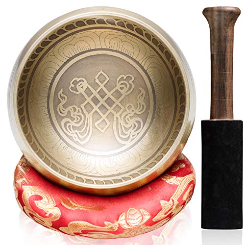 CAHAYA Tibetan Singing Bowls with Cushion and Mallet 3.7inches Meditation Sound Bowl Handcrafted