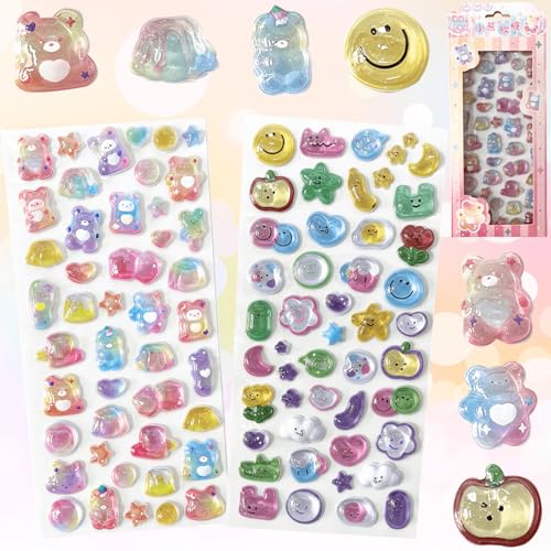 TattiOut 2026年新型更新中 シール ぷくぷく 2枚 中実【10種類以上 改良を重ねた】立体 3D ぷっくり デコシール 手帳デコ ごほうび ステッカー ラメ付き うるつや 海洋動物 海 うさぎ ねこ 猫 キラキラ 推し活デコ 女の子 子供 プレゼント 可愛い TO24FD019 S型の商品画像（Amazon）