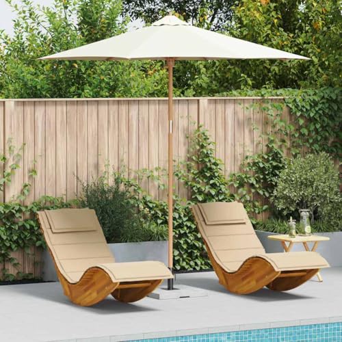 Sombrilla de jardín blanco crema, diámetro 270 x 260 cm, marco de bambú, protección UV, tela de sombrilla de poliéster, paraguas de terraza para exteriores, duradera y extraíble