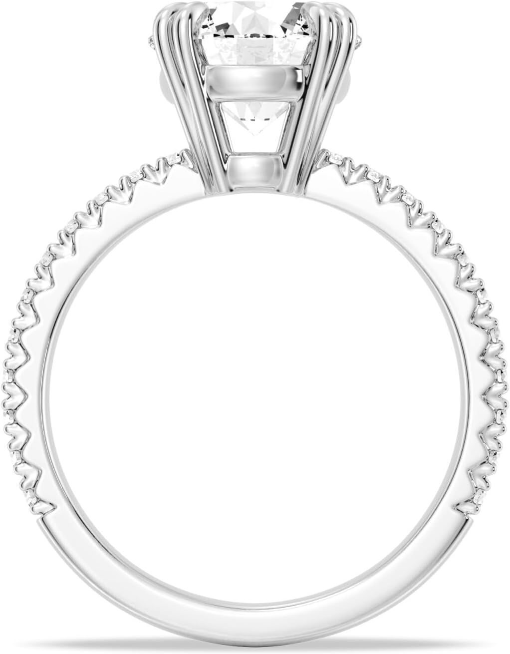 MSBLUE® Moissanite Engagement Ring, 1.0-3.0 CT Solitaire Round Cut With Pavé Accents, 14K Gold Vermeil, Rhodium Finish - Image 5