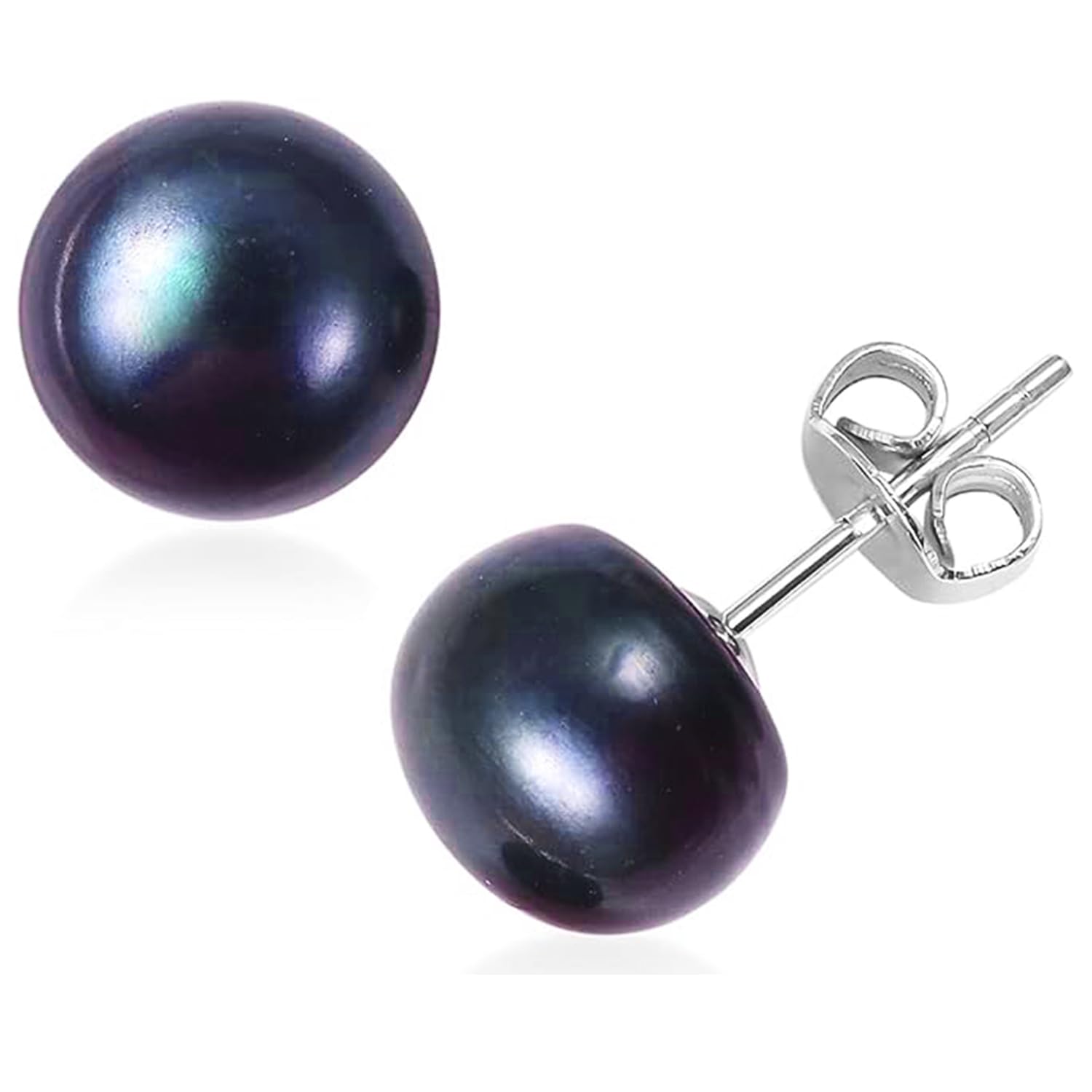 TJCSterling Silver Stud Earrings for Women Fresh Water Pearl Solitaire Stud Earrings for Ladies Birthday Gift for Wife Mother Girlfriend