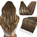 Full Shine 16 inch Tape in Remy Human Hair Extensions Balayage Color #4 Dark Brown Fading to Color #24 Light Blonde and Coloe #4 Seamless in Hair Extensions 20 Pcs 50g/ Package