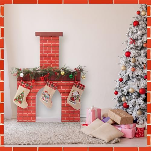 Watersay Lareira de Natal, chaminé, papelão, gigante, vermelho, lareira de papelão, lareira 3D, peça
