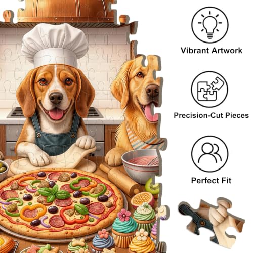 200 Piece Puzzles for Adults & Kids, Funny Chef Doggy Jigsaw Puzzle by VIJYYZT - Used condition - Image 3