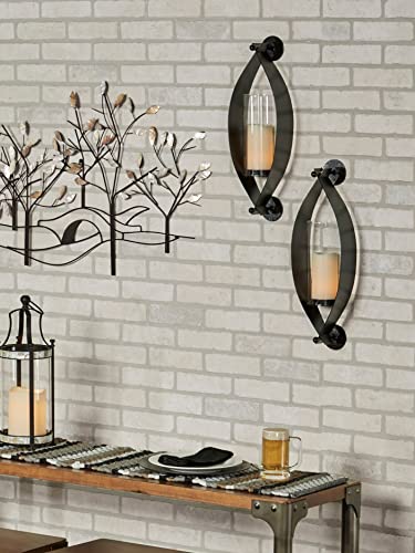 Touch of Class Xander Wall Sconce Pair - Handcrafted Steel - Black - Glass Hurricane - Set of 2 - Metal Sconces Holder for Bedroom, Bathroom, Living Room, Kitchen Walls, Hallways