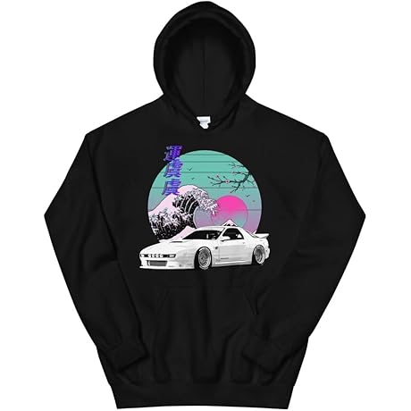 RX7 Japanese Vaporwave 80s 90s Aesthetic JDM Tuning Car Drift Racing Unisex Hoodie