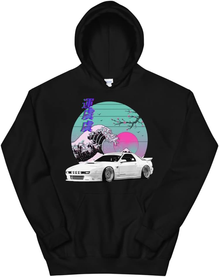 RX7 Japanese Vaporwave 80s 90s Aesthetic JDM Tuning Car Drift Racing Graphic Hoodie Pullover Sweatshirt