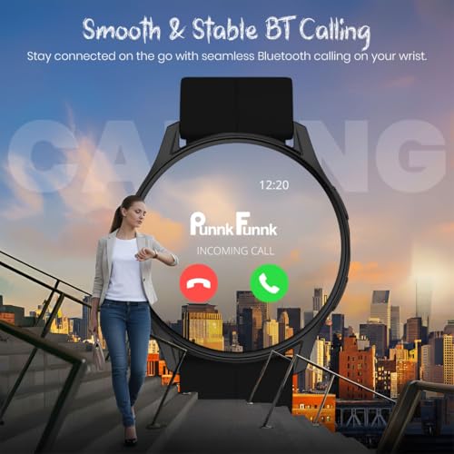 Image of PunnkFunnk Active 2 Smartwatch, 1.39 inch HD Round Display, Bluetooth Calling, Heart Rate & SPO₂, 100+ Sports Modes, IP67, Long Battery Life for Men & Women (Magnetic Black)