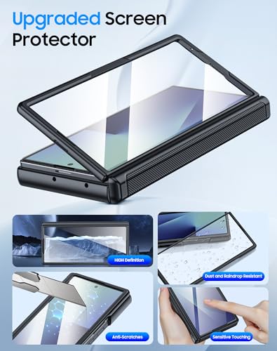 Image of for Samsung Galaxy Z Fold 7 Case with Card Holder RFID Blocking, Built in Slide Lens Cover & Hinge Protection & Screen Protector, Shockproof Wallet Case for Z Fold 7 (Black)