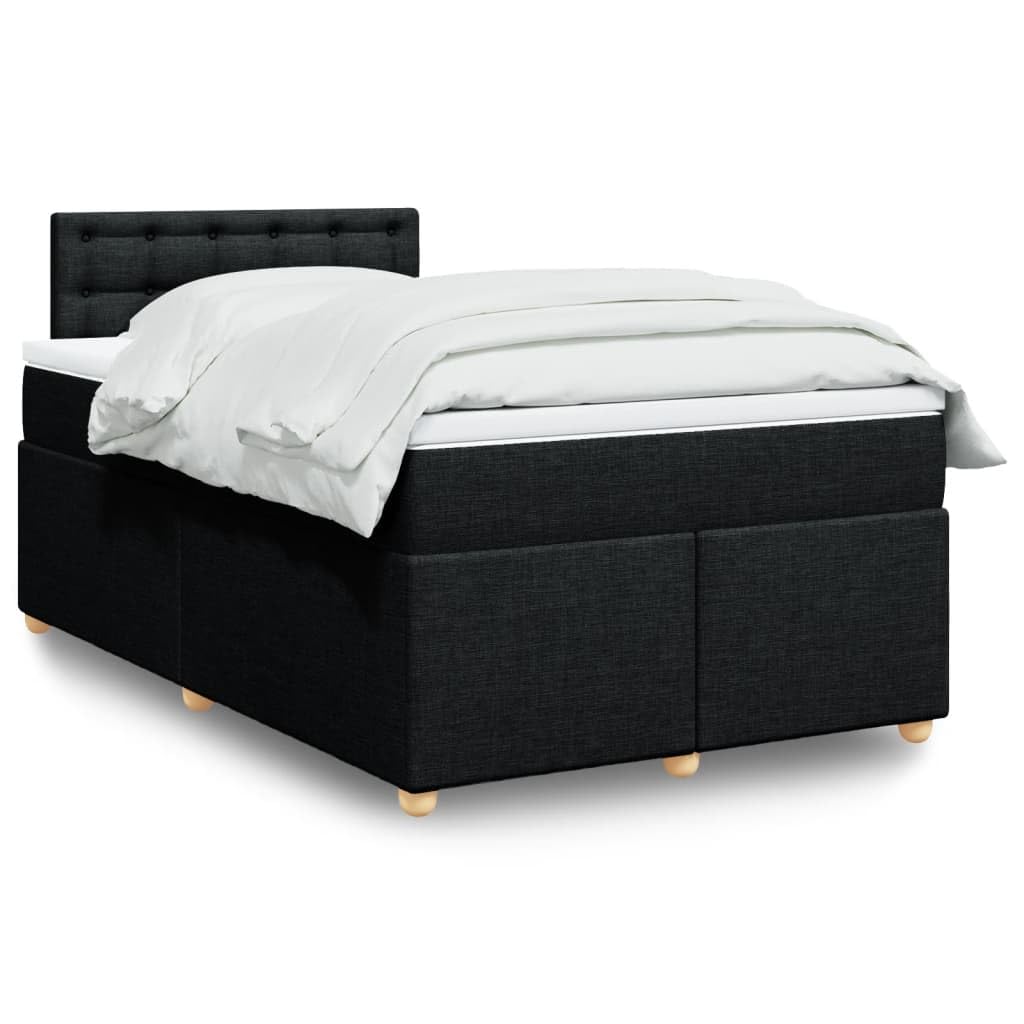 vidaXL Sommier à Lattes de lit avec Matelas Noir 120x200 cm Tissu