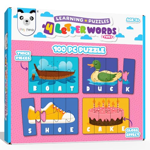 Image of PLAY PANDA 4 Letter Word Jigsaw Spelling Puzzle Game for Kids Learning