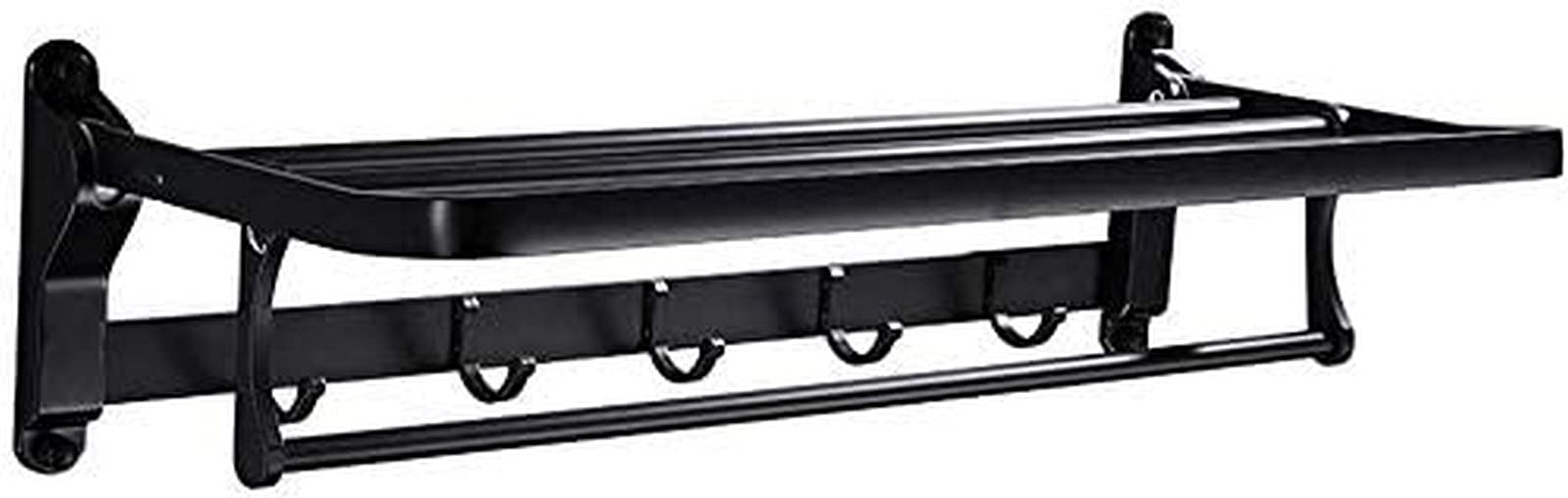 GONMDOPY Towel Rail,Towel Rack Wall-Mounted Space Aluminum Shelf Folding Bath Towel Rack Bathroom Towel Organizer for Storage of Bath Towels/60Cm