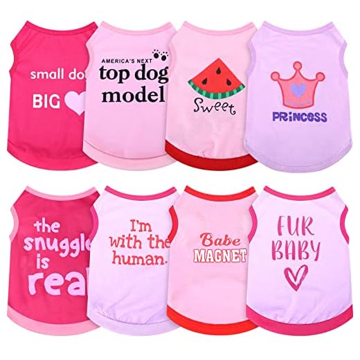 8 Pieces Pet Shirts Printed Puppy Shirts Soft Dog Shirt Pullover Dog T Shirts Cute Dog Sweatshirts Valentine's Day Puppy Girl Clothes Dog Outfits Small Dog for Pet Dogs Cats (Cute Pattern,Size M)