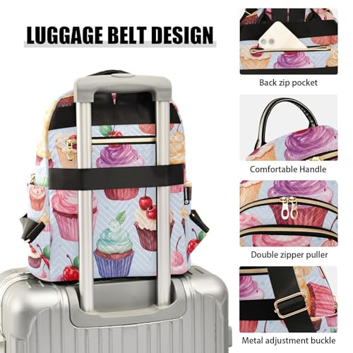 GAIGEO Watercolor Cupcake Women's Backpack Fashion, Daypack Casual, Travel Carry on Backpack for Women, S4