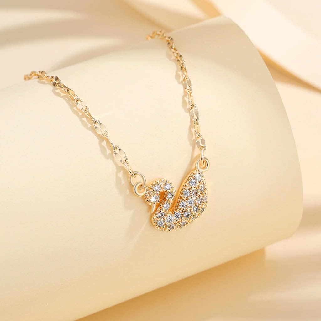 18K Gold Plated Swan Pendant Necklace – Elegant Cubic Zirconia Crystal Jewelry for Women - Image 2