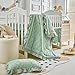 AIKASY The Ruffled Shabby Crib Bedding Set for Girls, Baby Quilted Comforter with Fitted Sheet, Bed Skirt, and Pillowcase.