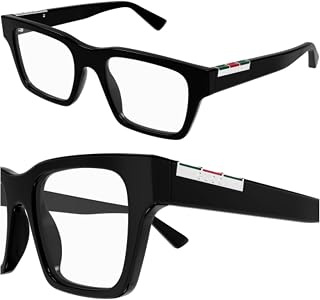 Gucci GG1889O Squared Shape Lettering Logo Metal Plaque Eyeglasses with eSHADES Luxury Eyewear Kit Bundle