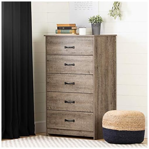 South Shore Tassio 5Drawer Chest Weathered Oak Beachfront Decor
