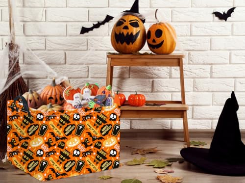 Image of Rectangular Halloween Basket for Boys and Girls Kids Trick or Treat Pumpkin Basket for Halloween Parties Cute Storage Bin Organizer Box Room Decor(Spider Halloween)