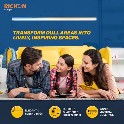 Image of RICKON Triglow 3 in 1 LED Tube Light 22 Watt - Adjustable Color Options for Warm, Cool, and Daylight - Energy-Efficient, Long-Lasting Tube Light for Home and Office- Pack of 10
