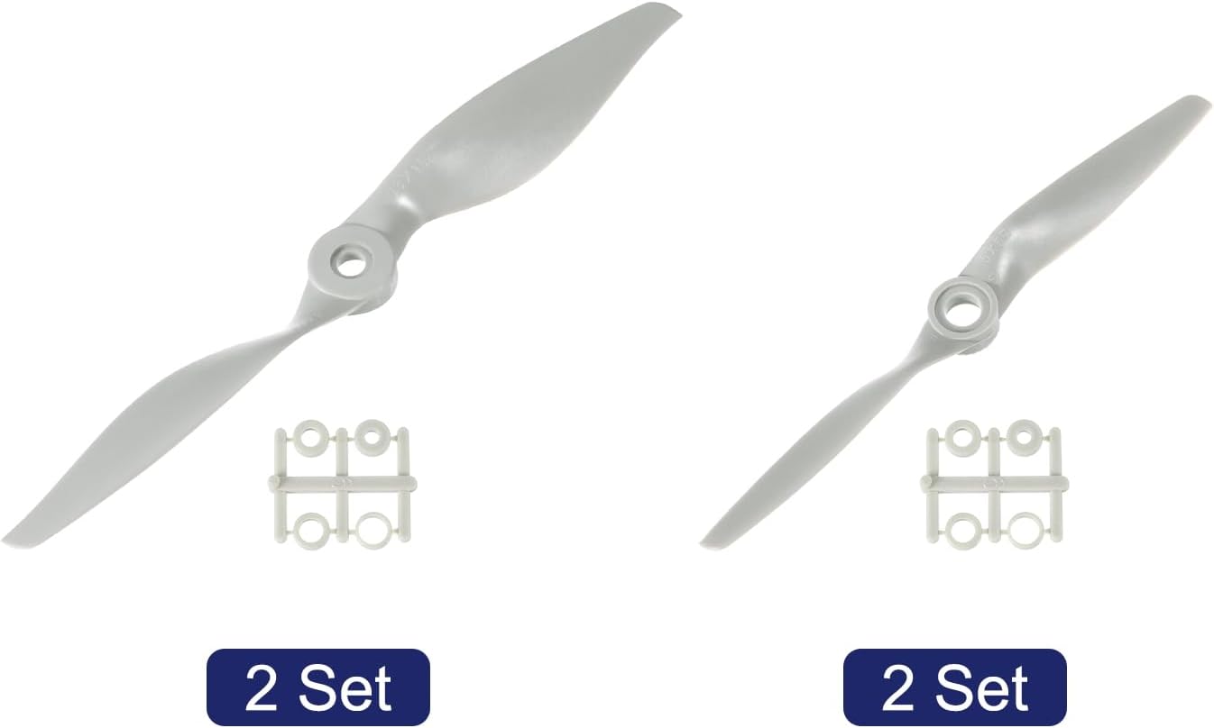 MECCANIXITY 8x6 5x5 Propeller RC Propellers 2 Vane Blades Props Grey with Adapter Rings for Electric Airplane Aircraft, Pack of 4