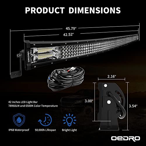 Image of OEDRO 42 Inch Curved LED Light Bar 1128W Quad-Row Spot Flood Combo