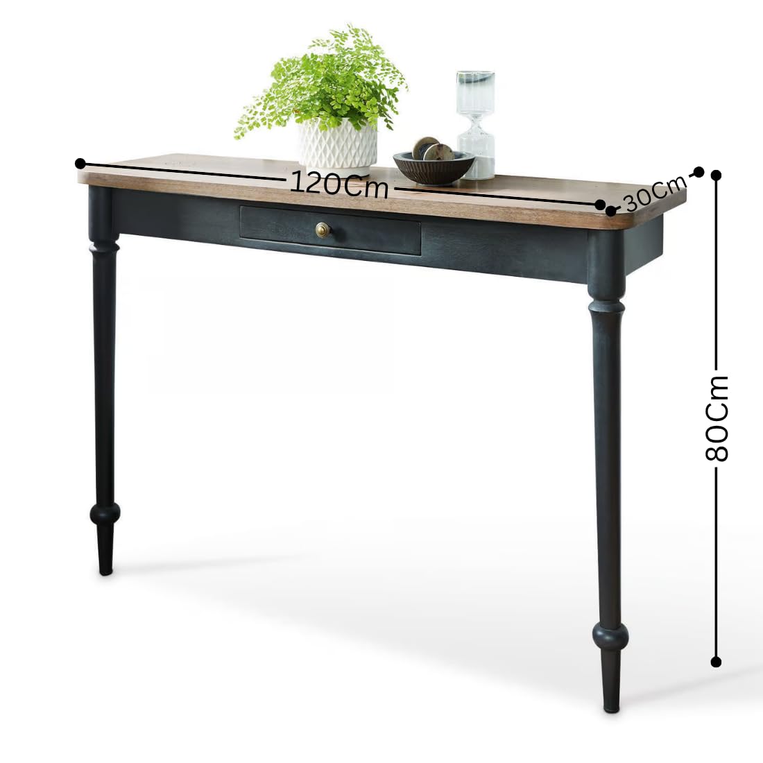 Wooden Expert 120Cm Premium Aesthetic Console Table with Storage | Narrow Wooden Entryway Accent Table | Solid Modern Two-Tone Design Design for Living Room, Hallway, Foyer, Entrance (Without Drawer) 2