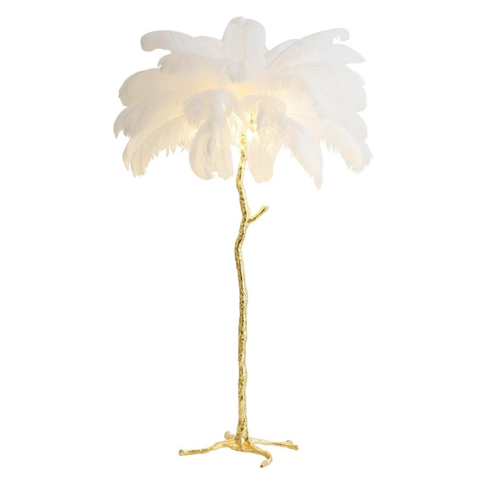 SMTYXS Nordic Design Ostrich Feather Floor Lamp Atmosphere Modern Indoor Lighting for Living/Model Room Decor Salon Bedroom Kitchen Elegant Luxurious(Dia110 h200cm Copper,White)