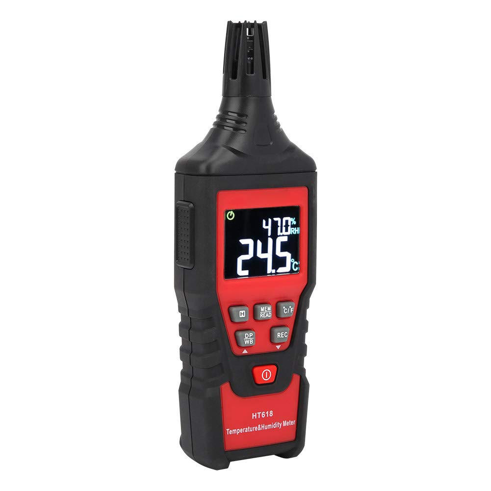 Doppio display LCD e retroilluminazione LED per misurazioni ambientali - Misuratore digitale di umidità e temperatura HT618, sensore portatile portatile ad alta precisione con