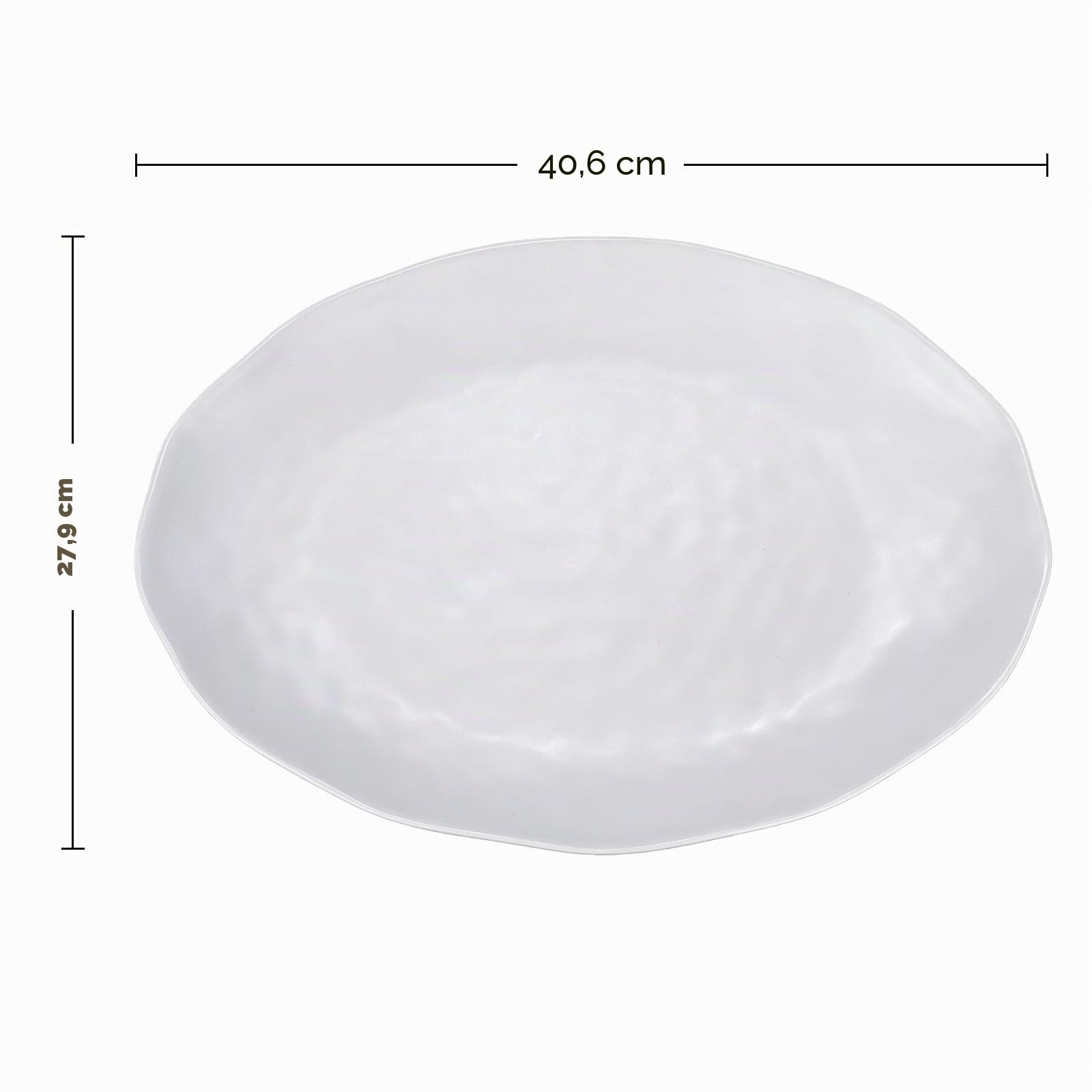 Yalin Piatto da portata ovale grande, in melamina, 40,6 cm, ideale per ristorante, bistecca, insalata e tutti i giorni, set di 2 piatti piani bianchi