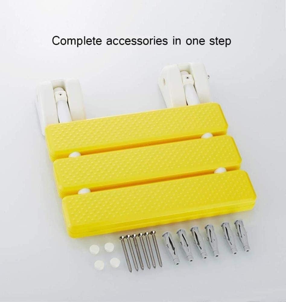 Sgabello da Bagno con Sedile per Doccia Pieghevole, Sedile Antiscivolo Dispositivo di Ausilio per la Doccia per Bagno per Disabili Anziani Capacità di Carico di 130 Kg/Giallo