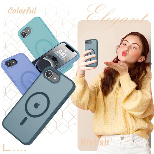 for iPhone 17e Case, iPhone 16e Case, Matte Magnetic Phone Cover [with 1 Screen Protector] [Support for MagSafe] [Shockproof Military Grade Protection] Translucent Frosted Back, Lavender Gray by YENAPOON - Used condition - Image 7