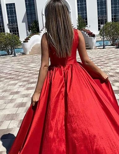 GUKARLEED Women's One Shoulder Satin Prom Dresses High Slit Ruched Formal Evening Gowns Long Wedding Guest Dress with Pockets4