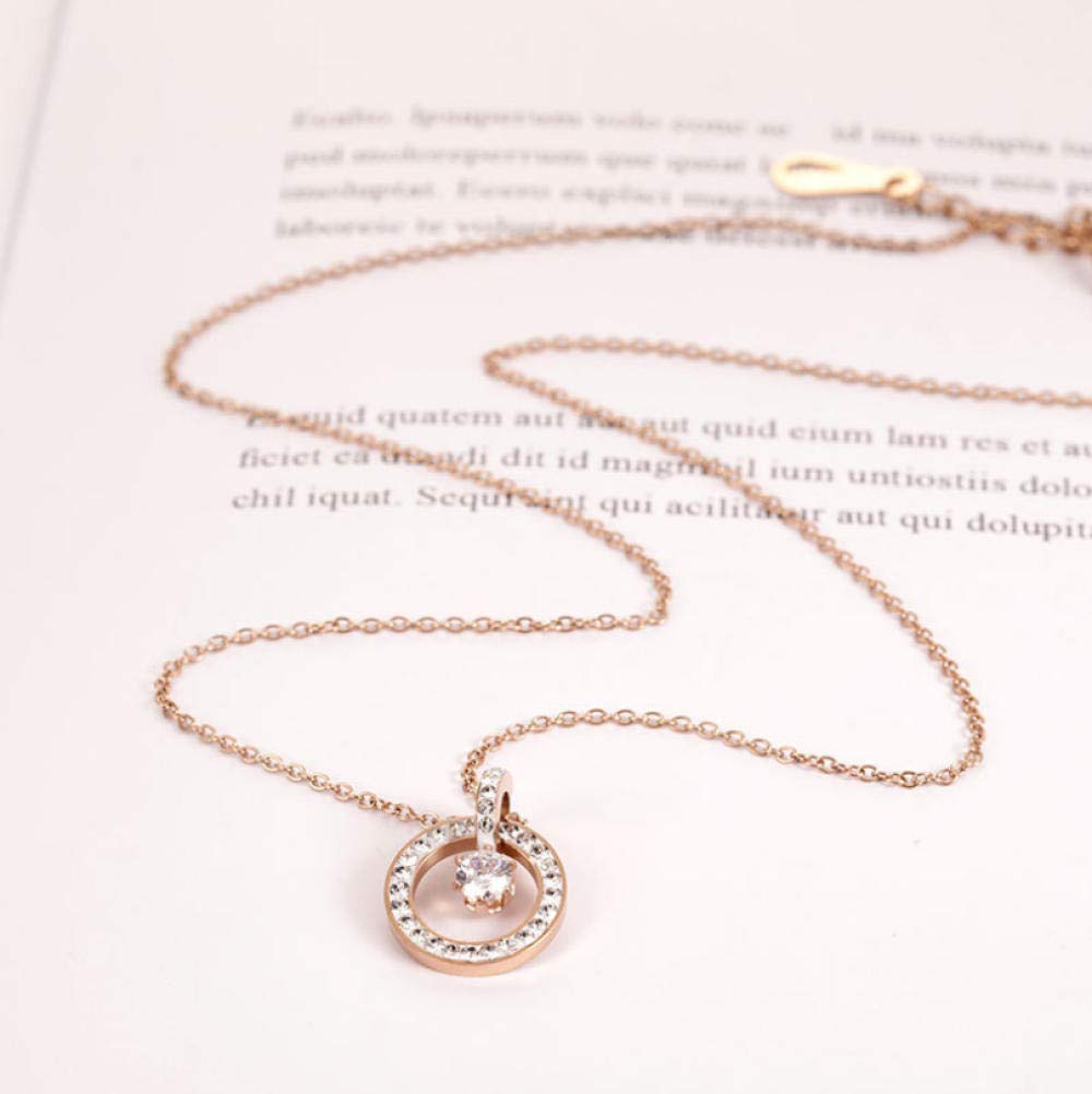 Hopeyard Baja Titanium Lingkaran Berlian Kalung Berlian Besar, Perempuan Naik Perhiasan Emas