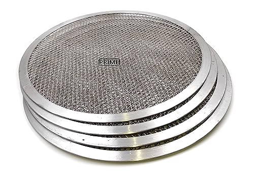 Image of Prime Bakers and Moulders Round Aluminium Pizza Screen mesh Tray for Oven- Set of 4 Pieces (13 Inch)