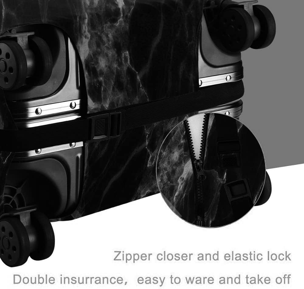 review Wondertify Black Marble Suitcase Cover Luxury Dark Rock Smooth Surface Travel Elastic Protective Washable Suitcase Protector Fits 25 To 28 Inch