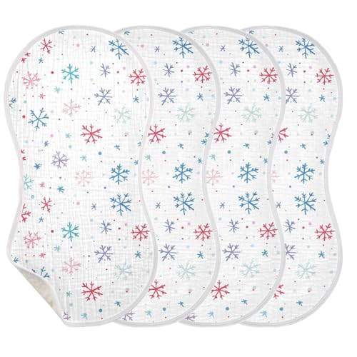 Colorful Snowflake Cotton Baby Burp Cloths Easy Care wash Cloth for Gender Neutral Set of 2, 22x11in3