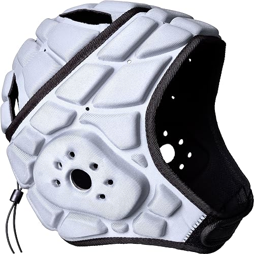 COOLOMG Casco de protección para la cabeza para deporte, entrenamiento, rugby, fútbol, portero, portero, protector de cabeza, soporte ajustable, color gris
