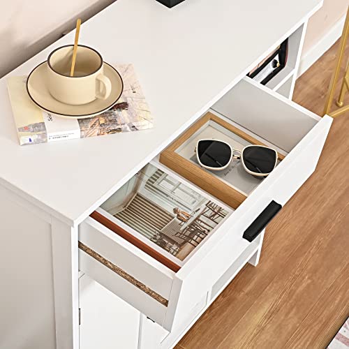 Weenfon Bathroom Cabinet, Floor Storage Cabinet With Doors And Shelves, Freestanding Coffee Bar Cabinet With Drawer, Modern Organizer Cabinet For Living Room, Bedroom, Bathroom, Kitchen, White #TOP3