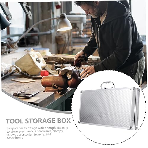 Mallette en aluminium portable boîte à outils argentée solide - 7