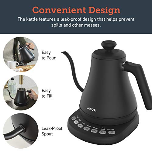 COSORI CO108NK Electric Gooseneck 5 Variable Presets Pour Over Kettle